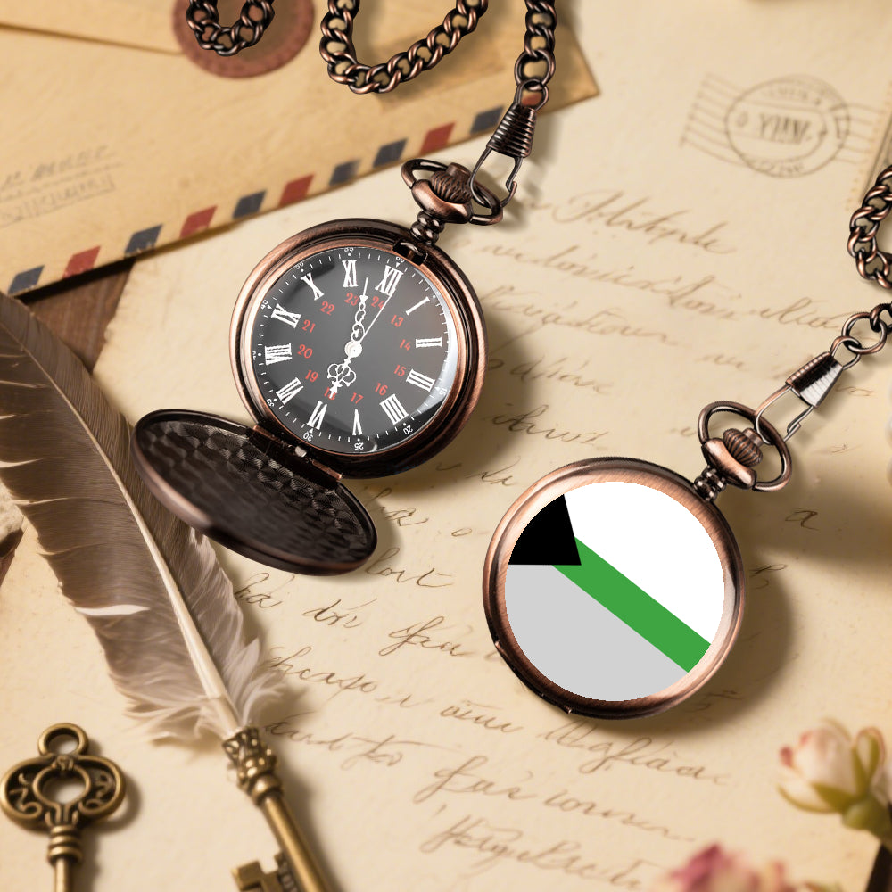 Demiromantic Pride Flag Round Pocket Watch