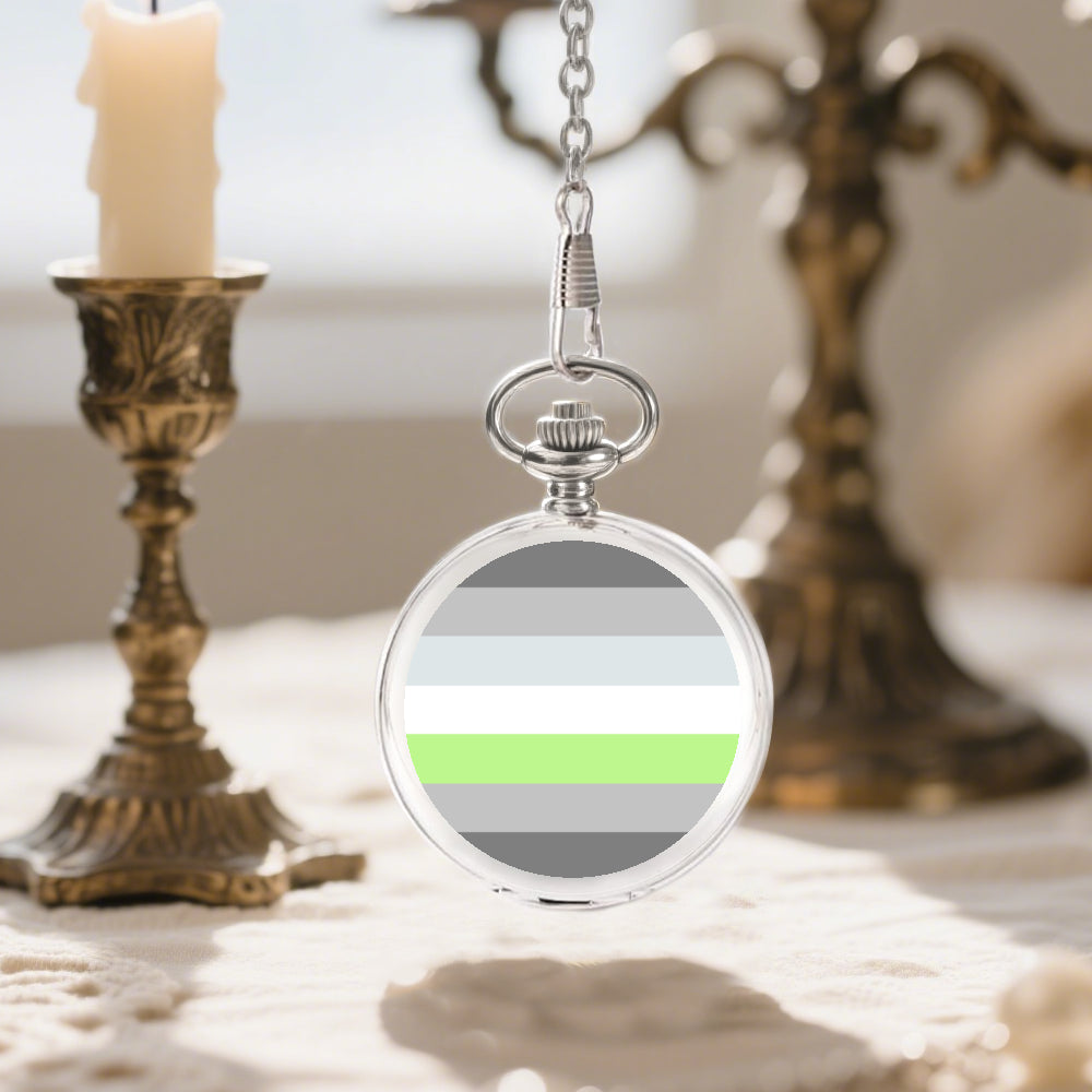 Demiagender Pride Flag Round Pocket Watch