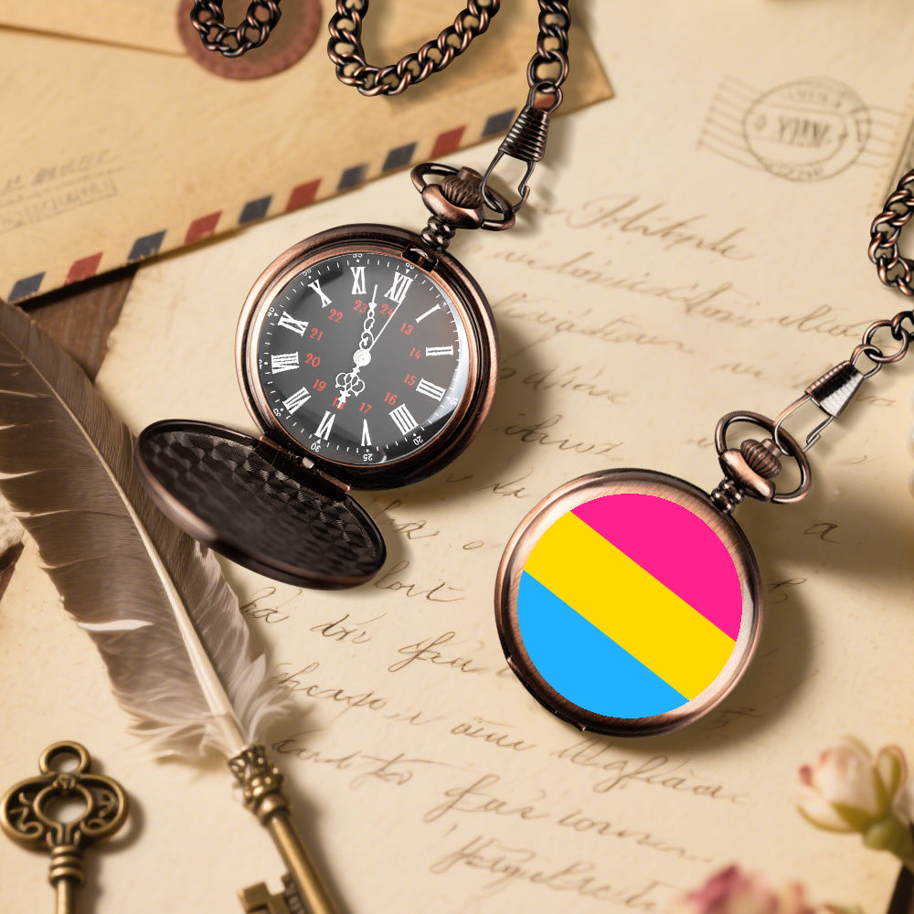 Pansexual Pride Flag Round Pocket Watch