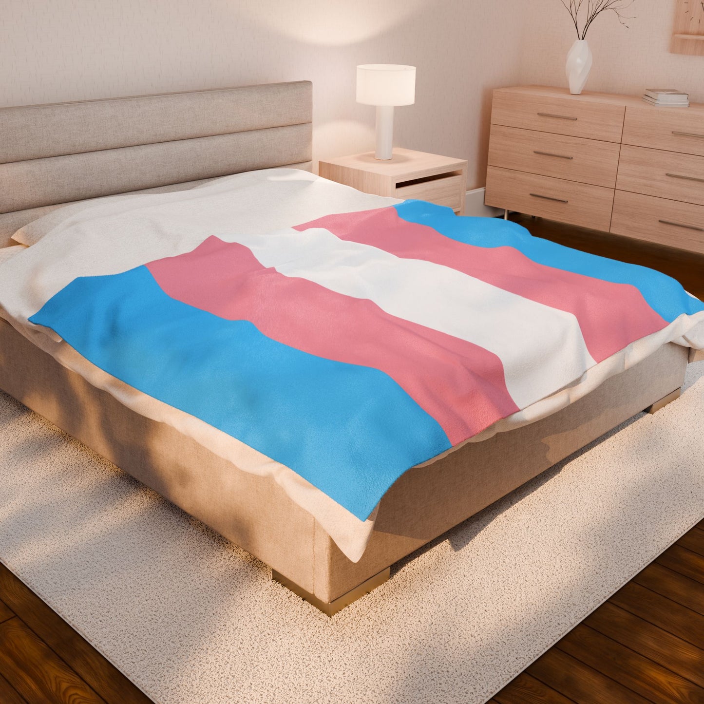 Transgender Pride Flag Velveteen Plush Blanket