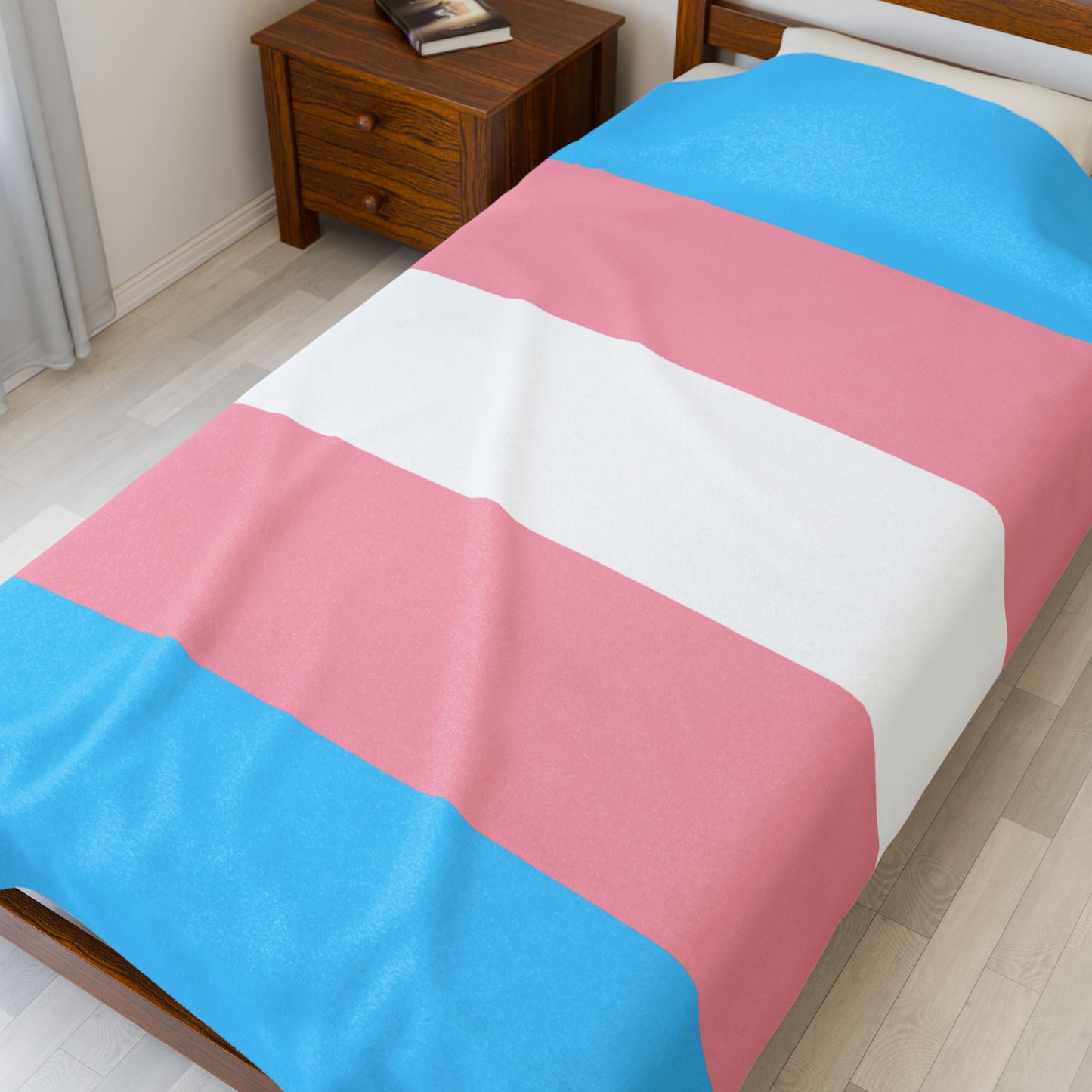 Transgender Pride Flag Velveteen Plush Blanket