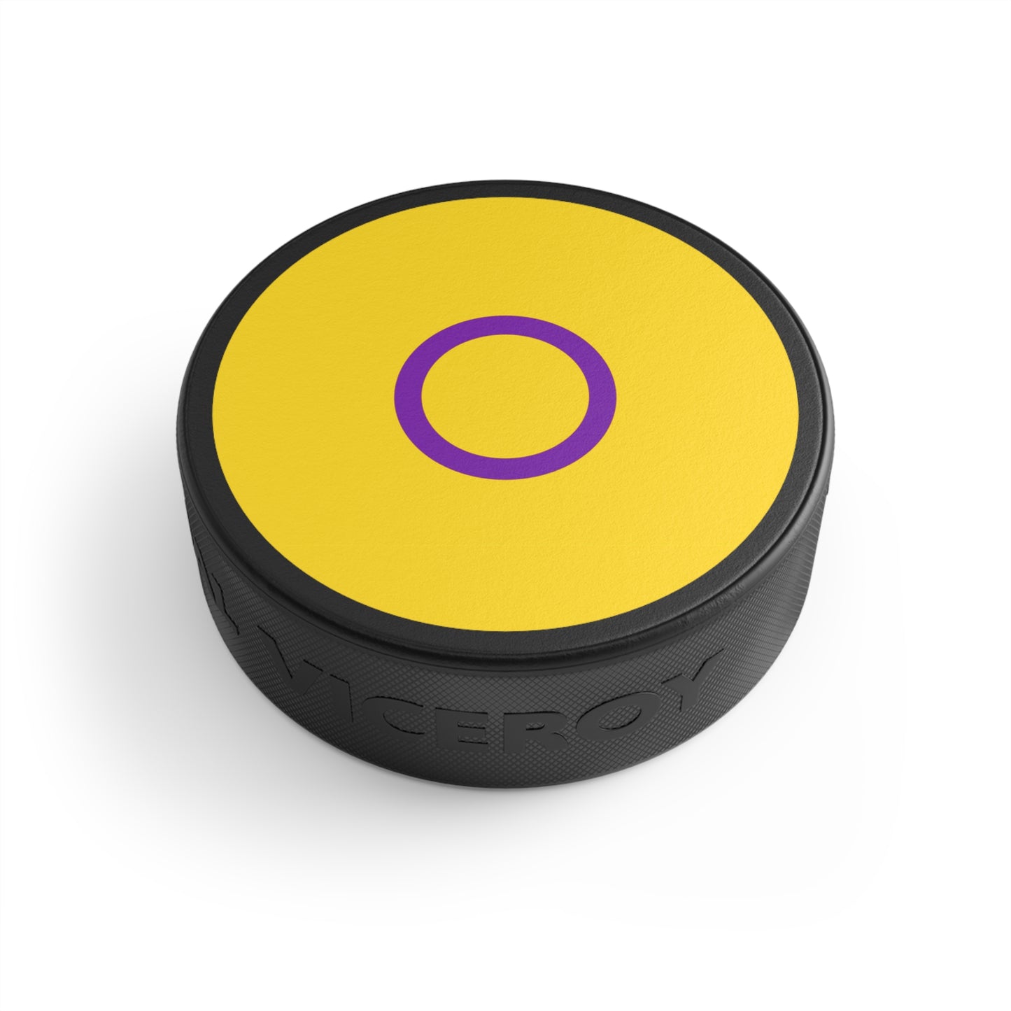 Intersex Pride Flag Hockey Puck