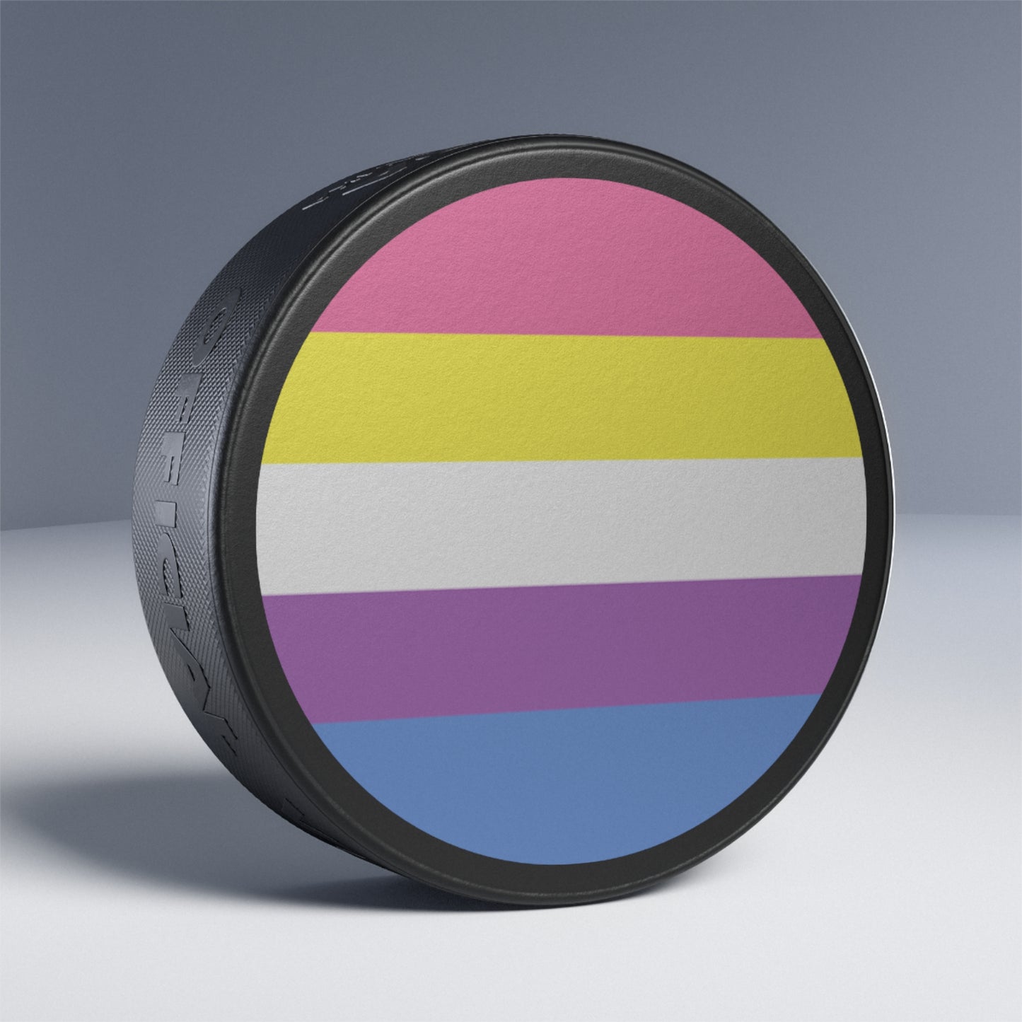 Bigender Pride Flag Hockey Puck