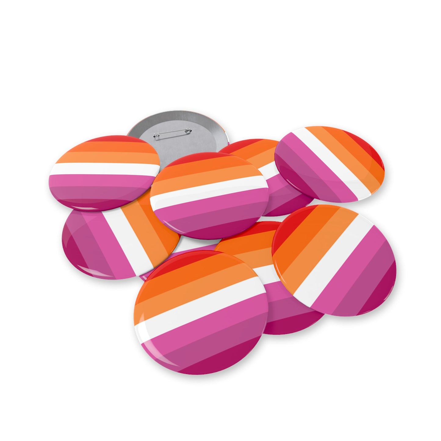 Lesbian Pride Flag Round Pins - Multiple Sizes