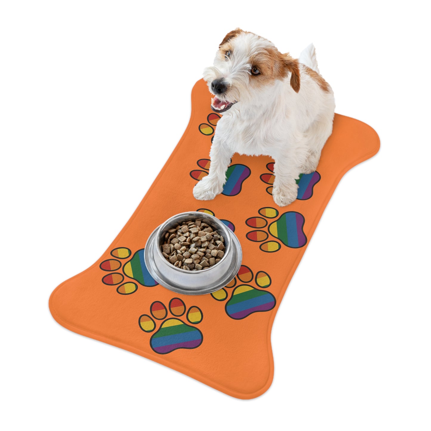 Rainbow Paw Print Pet Feeding Mats, Non-Slip