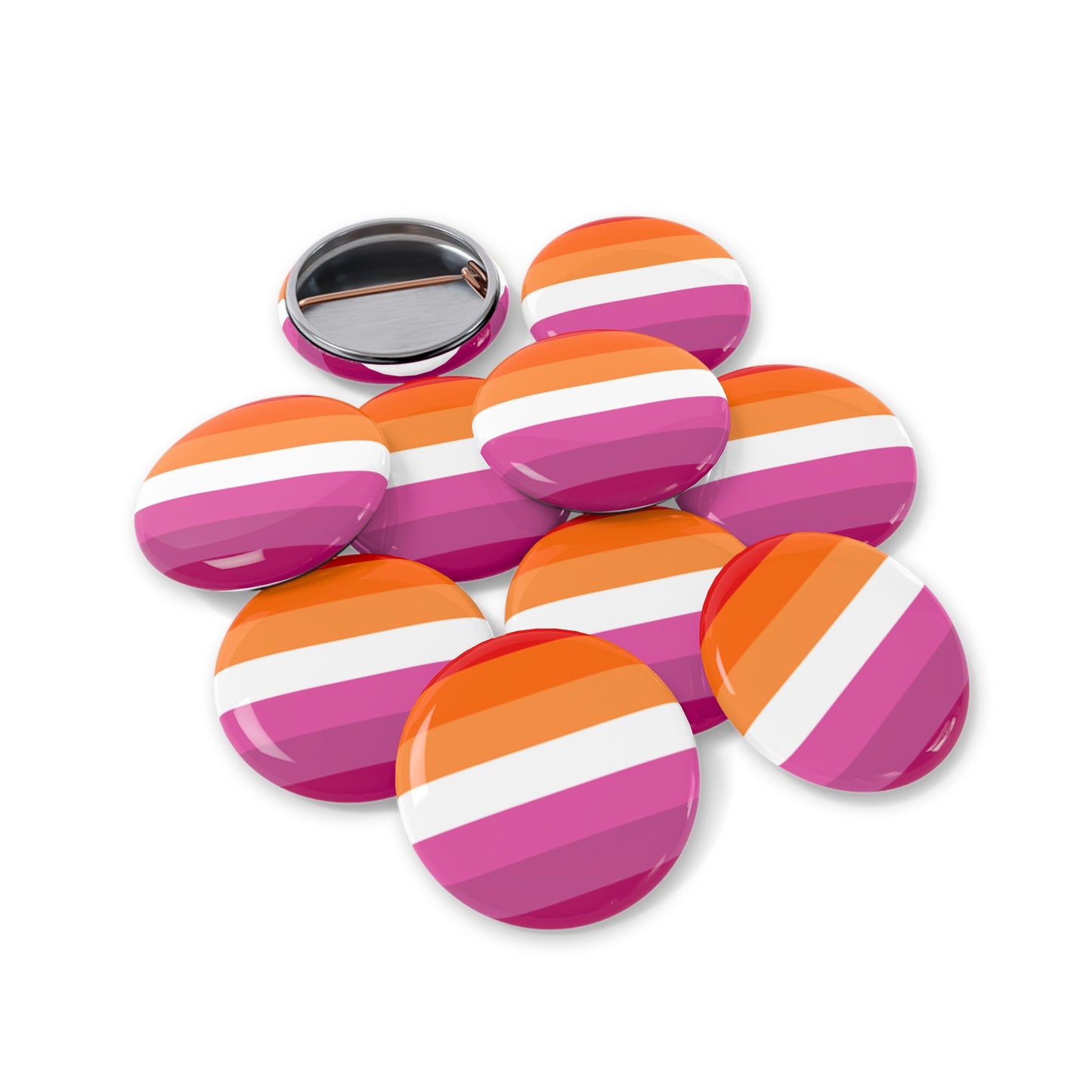 Lesbian Pride Flag Round Pins - Multiple Sizes