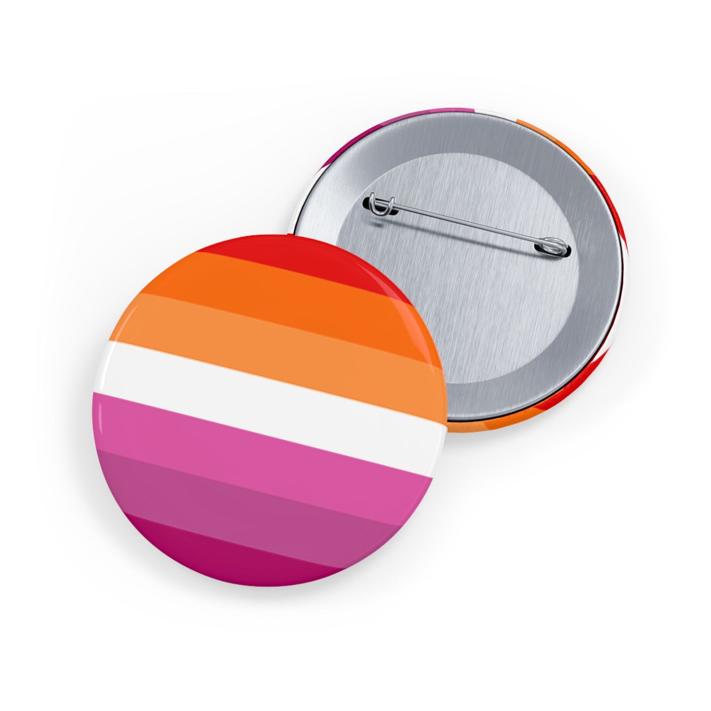 Lesbian Pride Flag Round Pins - Multiple Sizes
