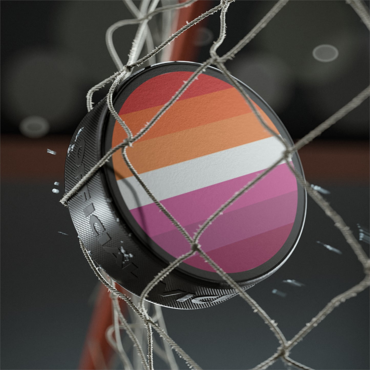 Lesbian Pride Flag Hockey Puck