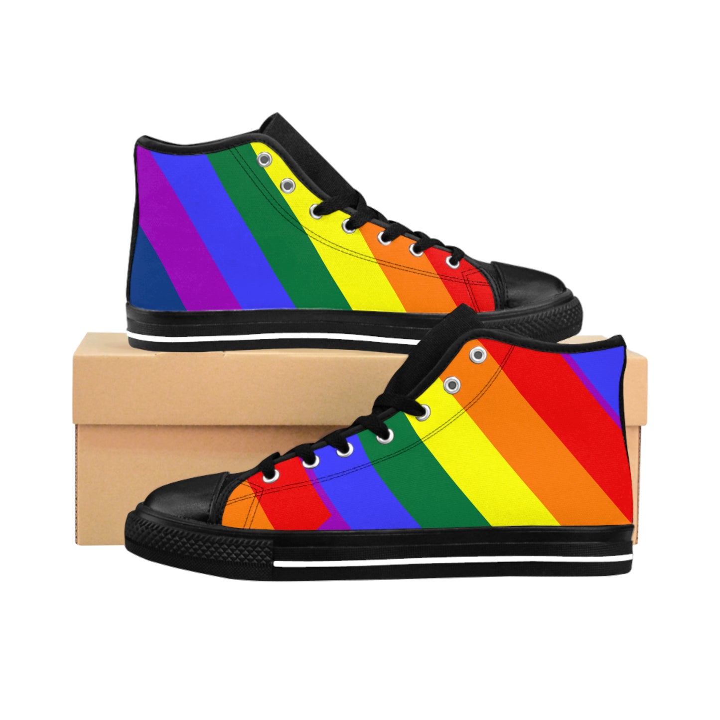 Men's Classic Rainbow Sneakers | Pride High Tops | Vibrant Retro Style