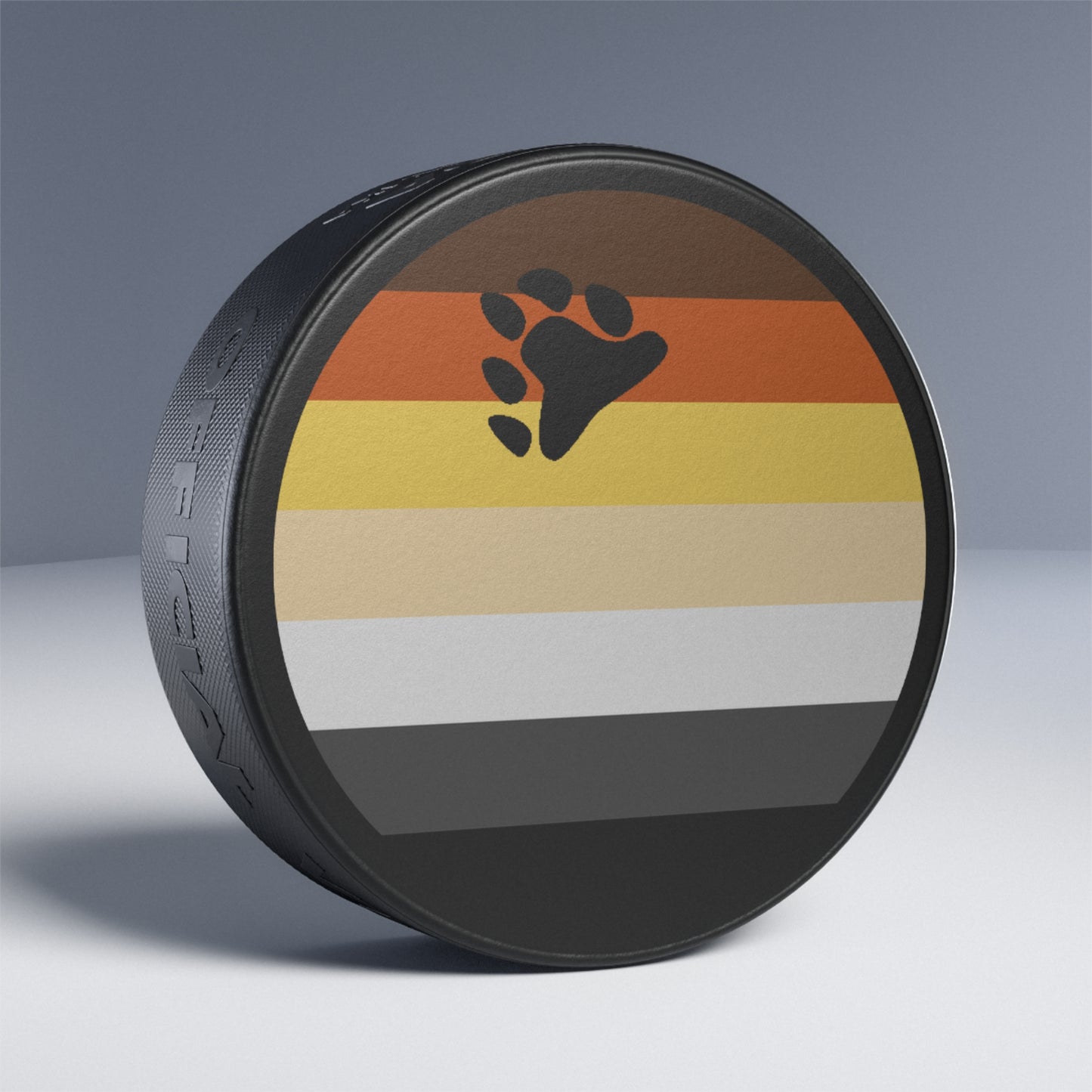 Bear Pride Flag Hockey Puck