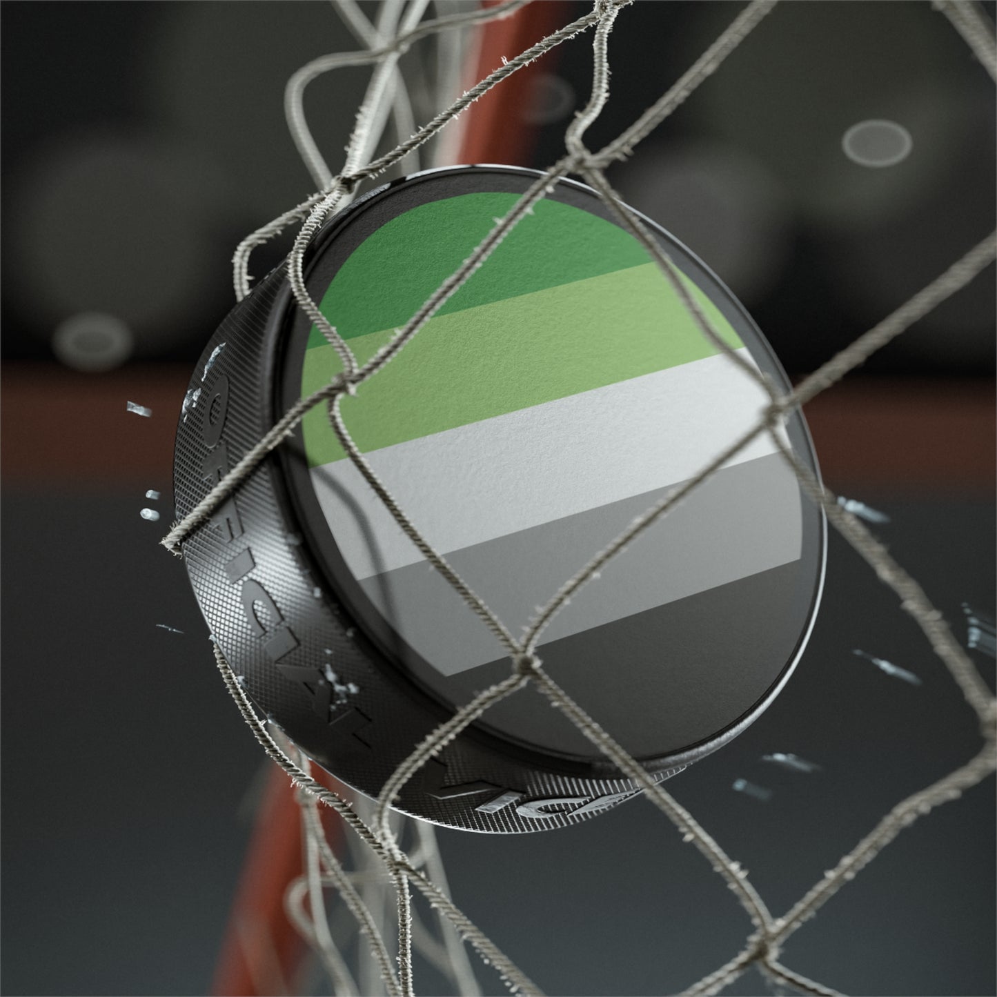 Aromantic Pride Flag Hockey Puck