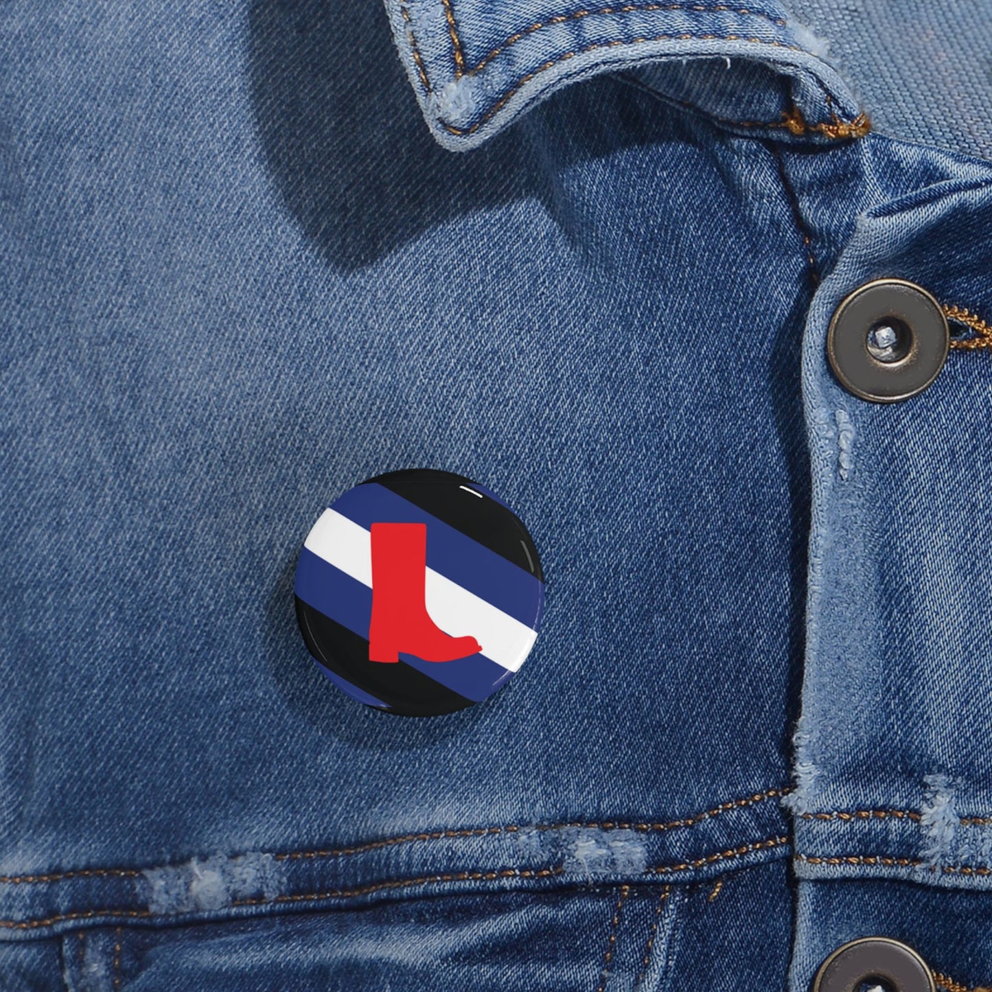 Boot Fetish Pride Flag Round Pins - Multiple Sizes