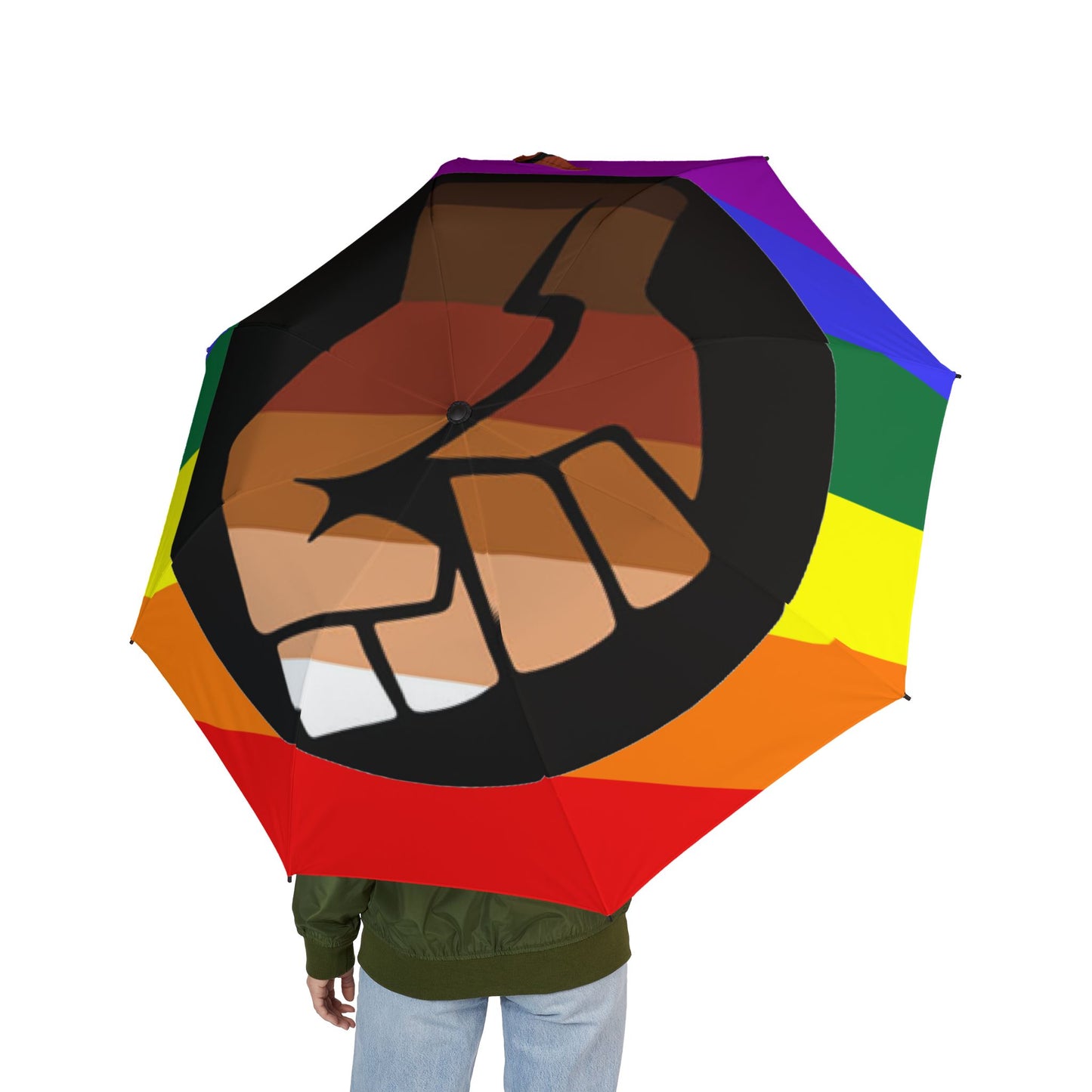 QPOC Pride Flag Semi-Automatic Foldable Umbrella
