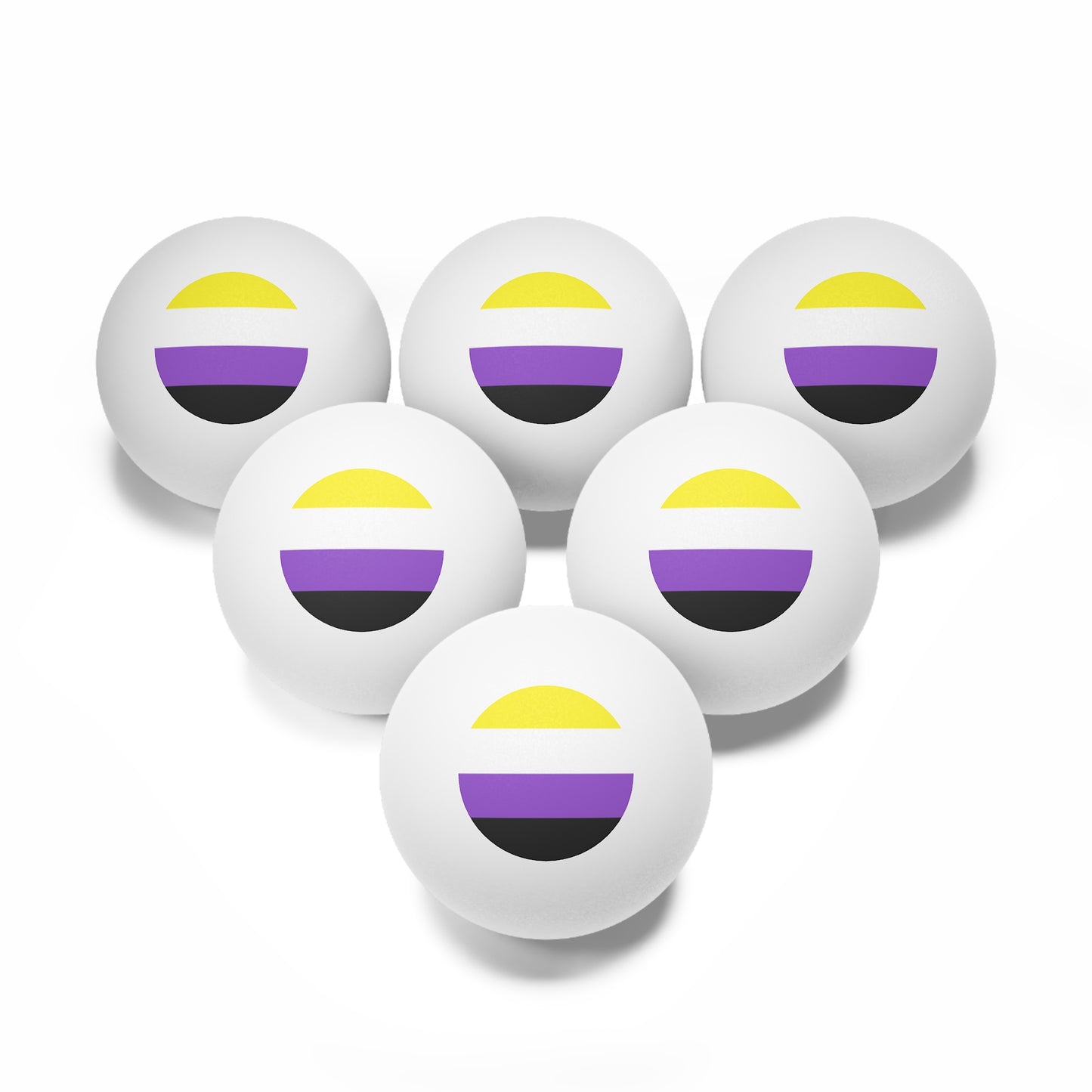 Non-Binary Pride Flag Ping Pong Balls - 6 pcs