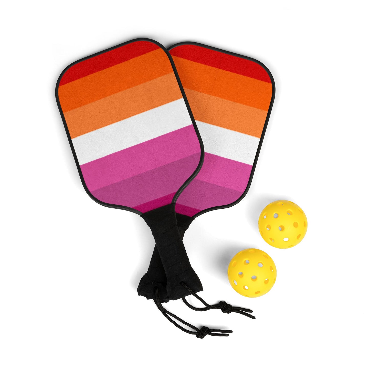 Lesbian Pride Flag Pickleball Paddle Set