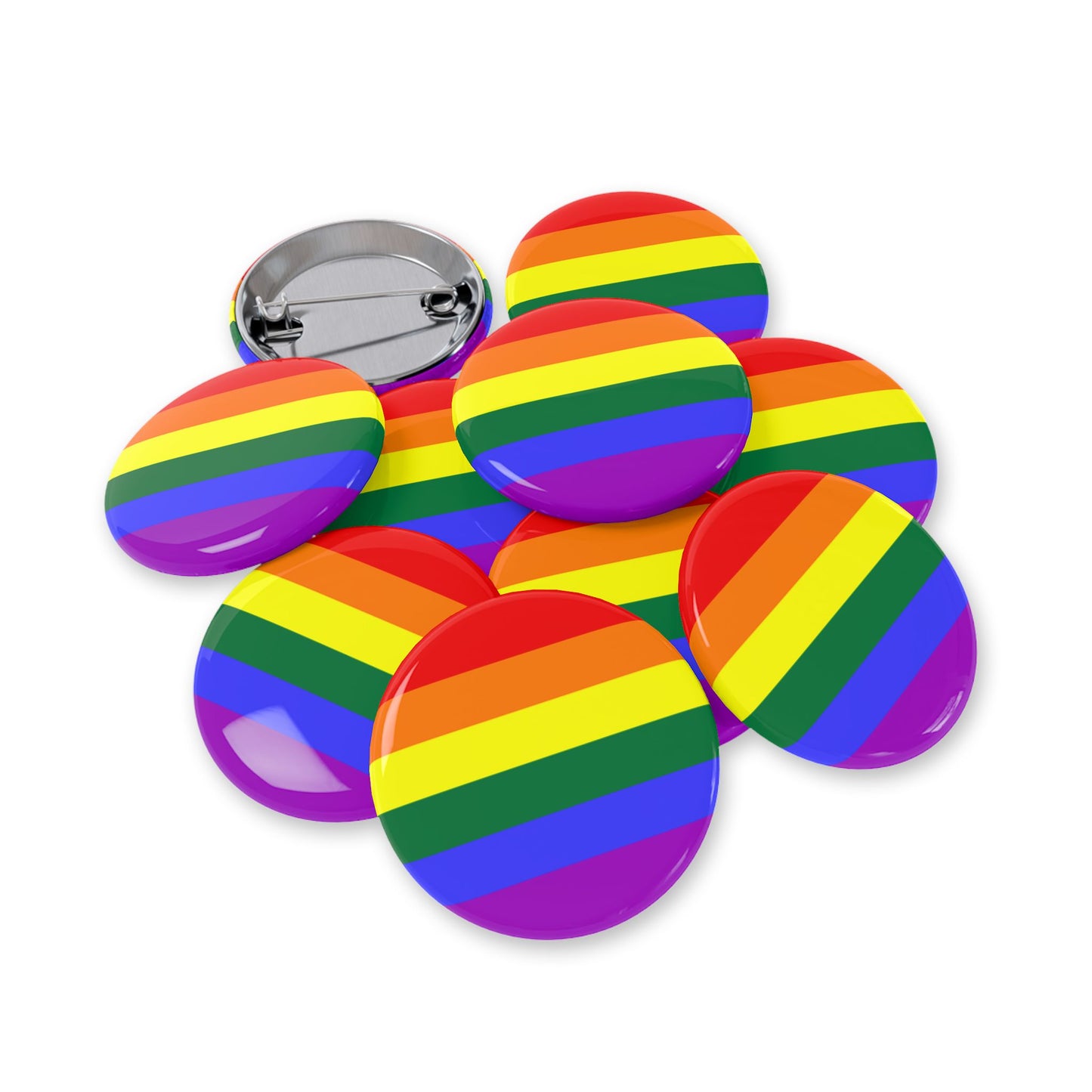 Rainbow Pride Flag Round Pins - Multiple Sizes
