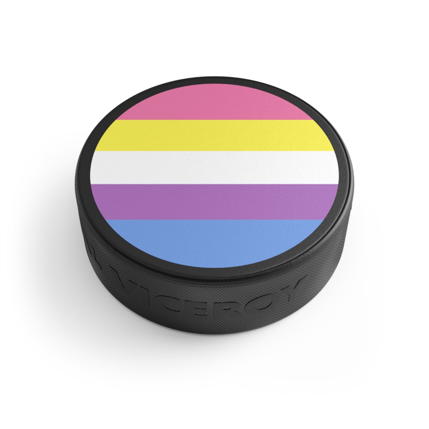 Bigender Pride Flag Hockey Puck