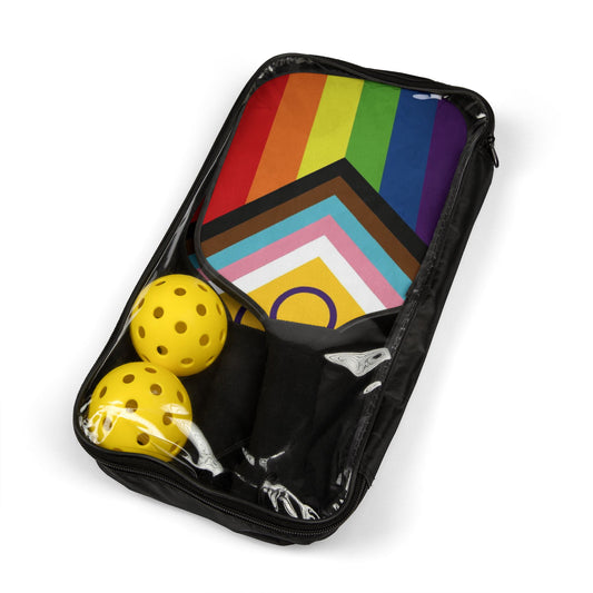 Inclusive Progress Pride Flag Pickleball Paddle Set