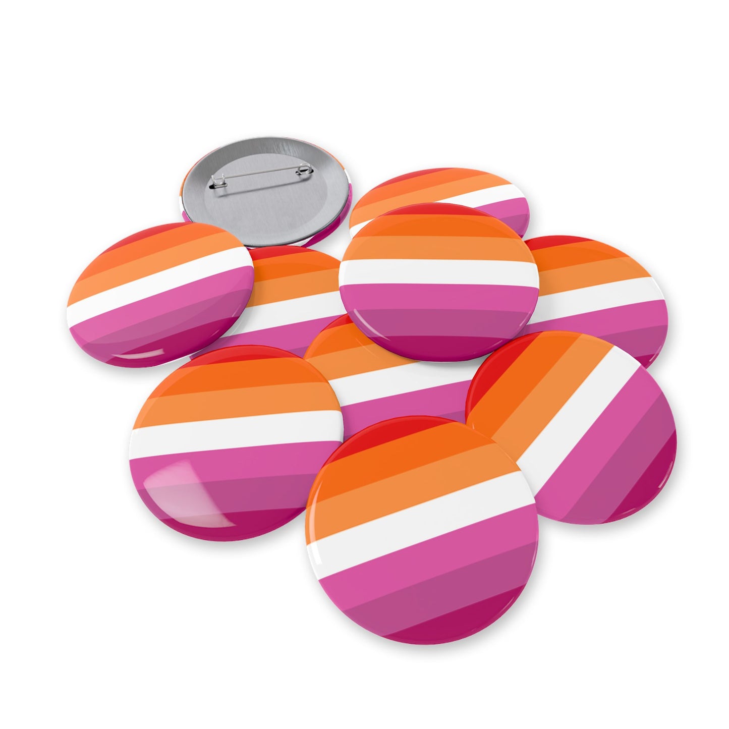 Lesbian Pride Flag Round Pins - Multiple Sizes