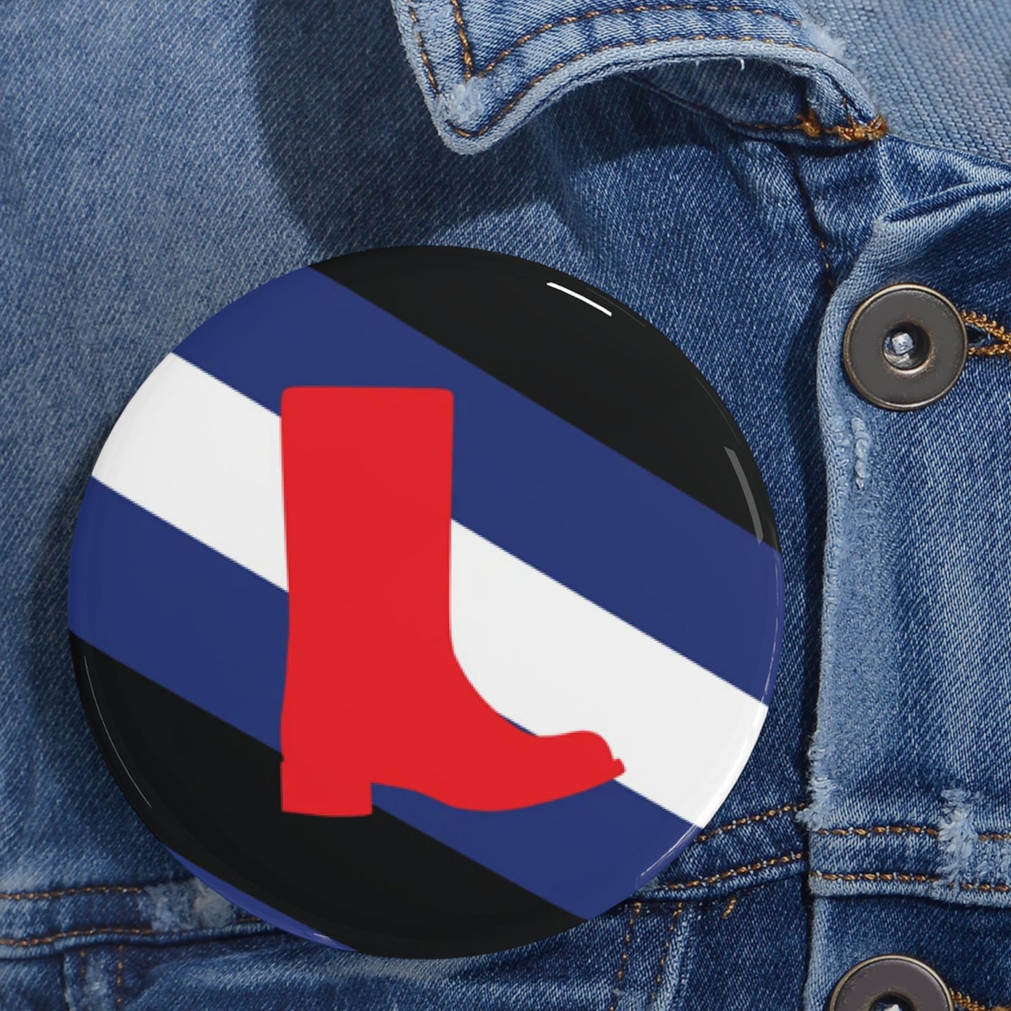Boot Fetish Pride Flag Round Pins - Multiple Sizes