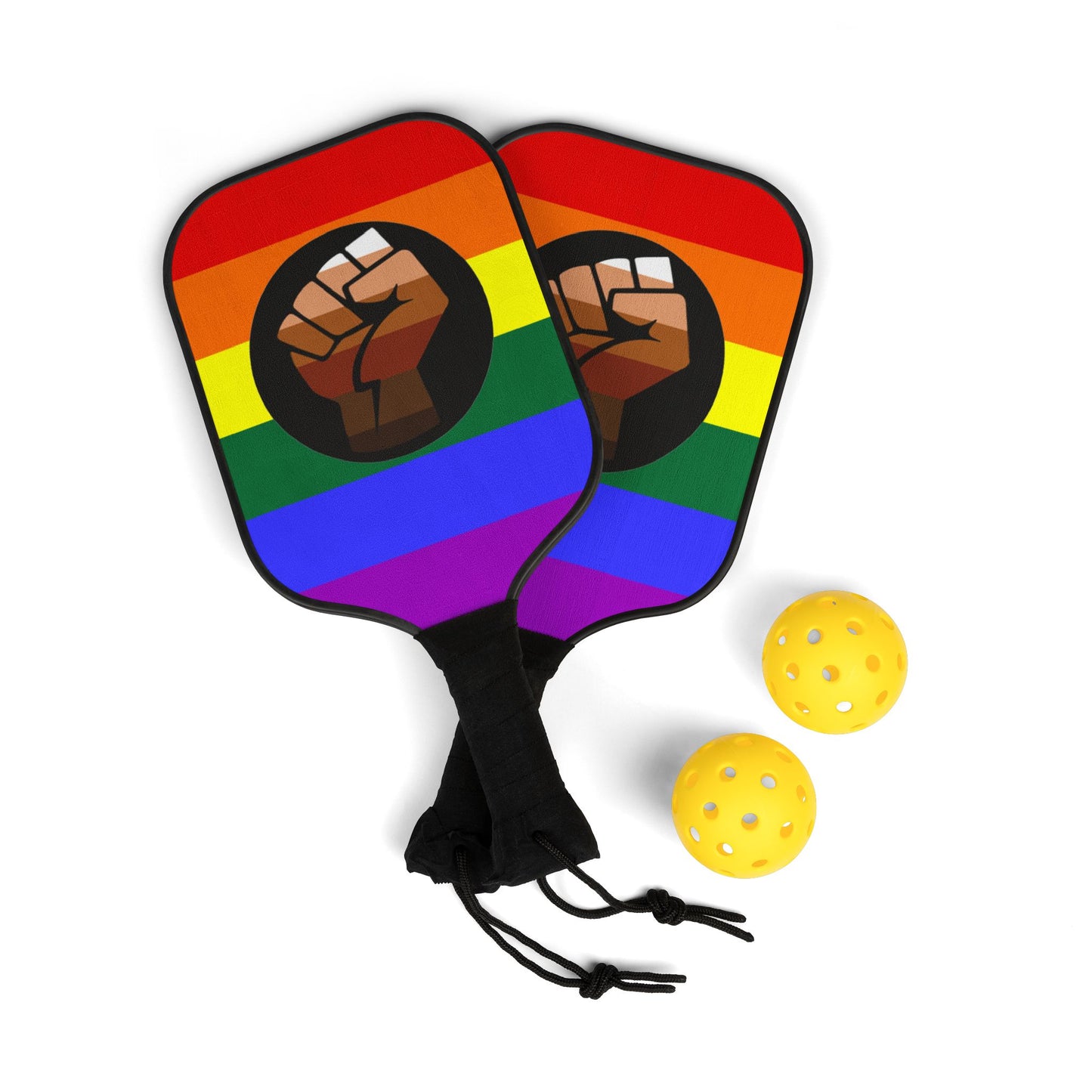 QPOC Pride Flag Pickleball Paddle Set