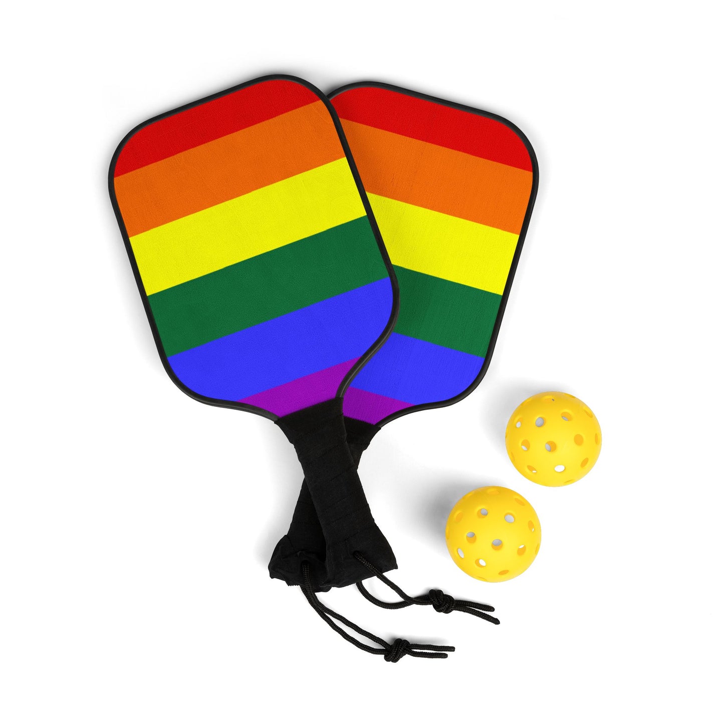 Rainbow Pride Flag Pickleball Paddle Set