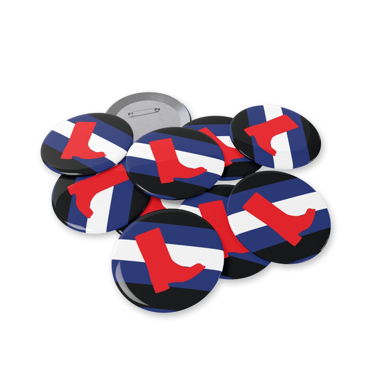Boot Fetish Pride Flag Round Pins - Multiple Sizes
