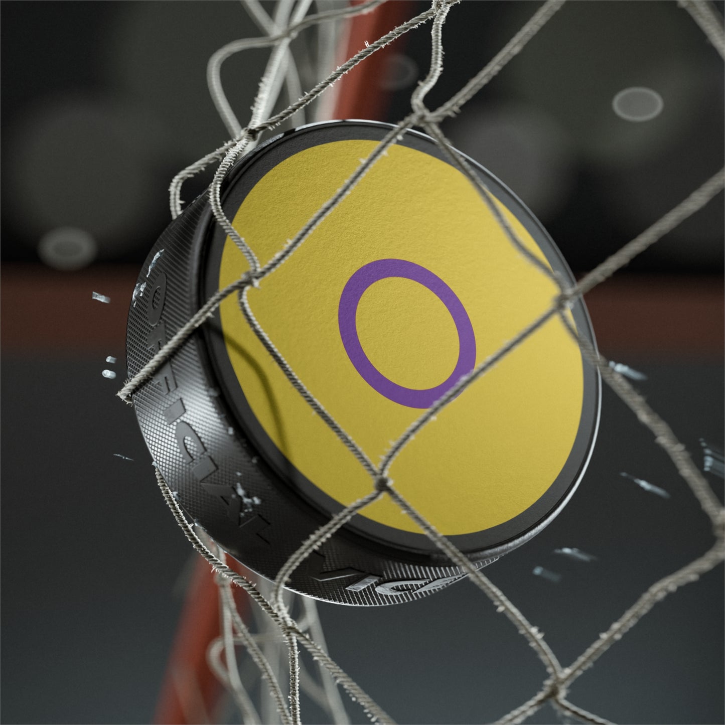Intersex Pride Flag Hockey Puck