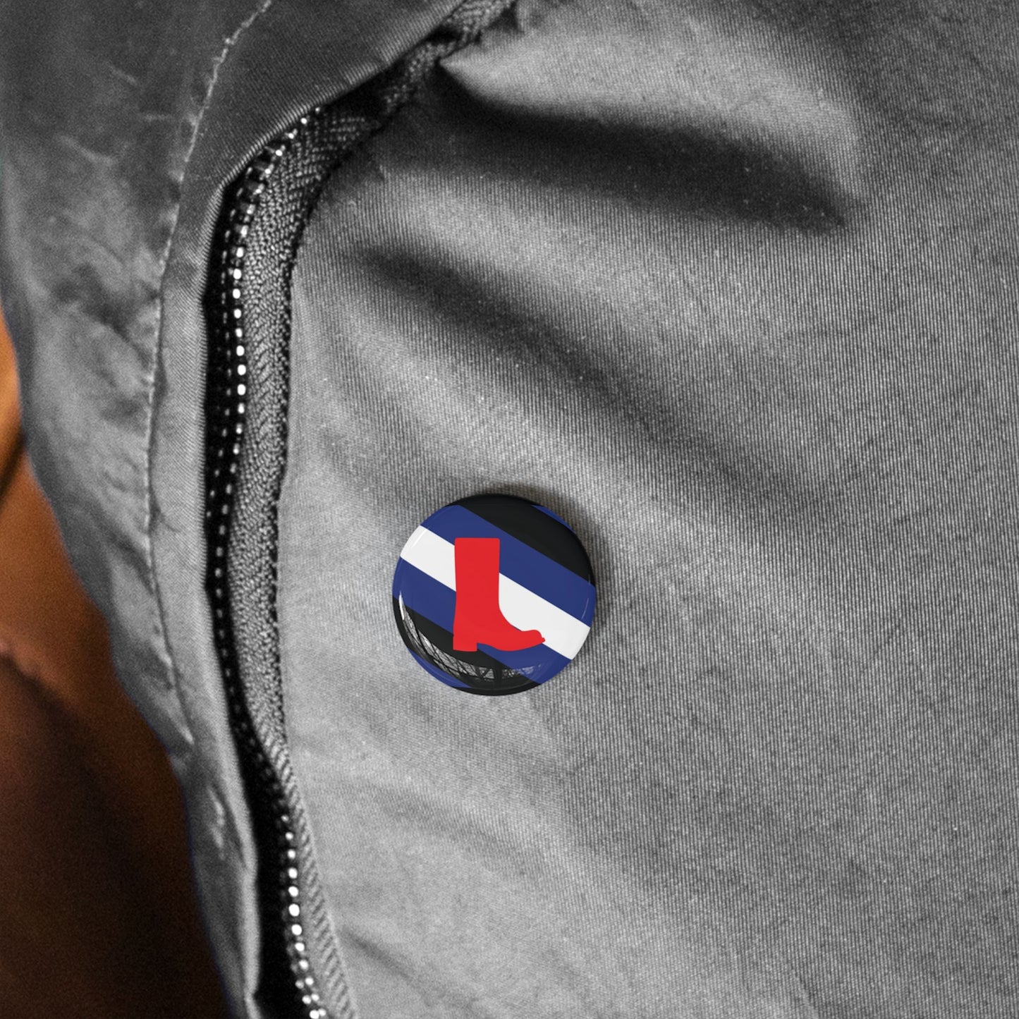 Boot Fetish Pride Flag Round Pins - Multiple Sizes