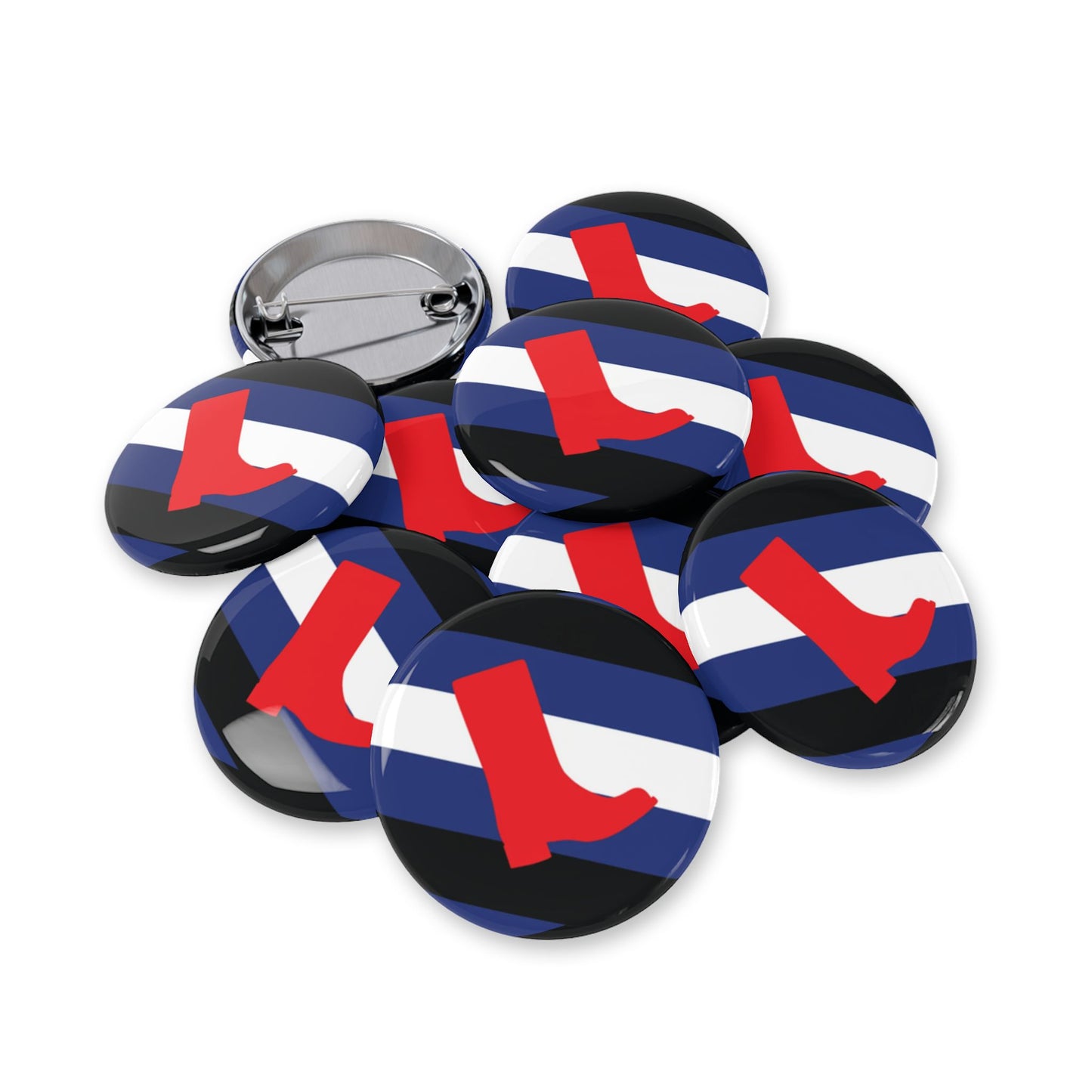 Boot Fetish Pride Flag Round Pins - Multiple Sizes