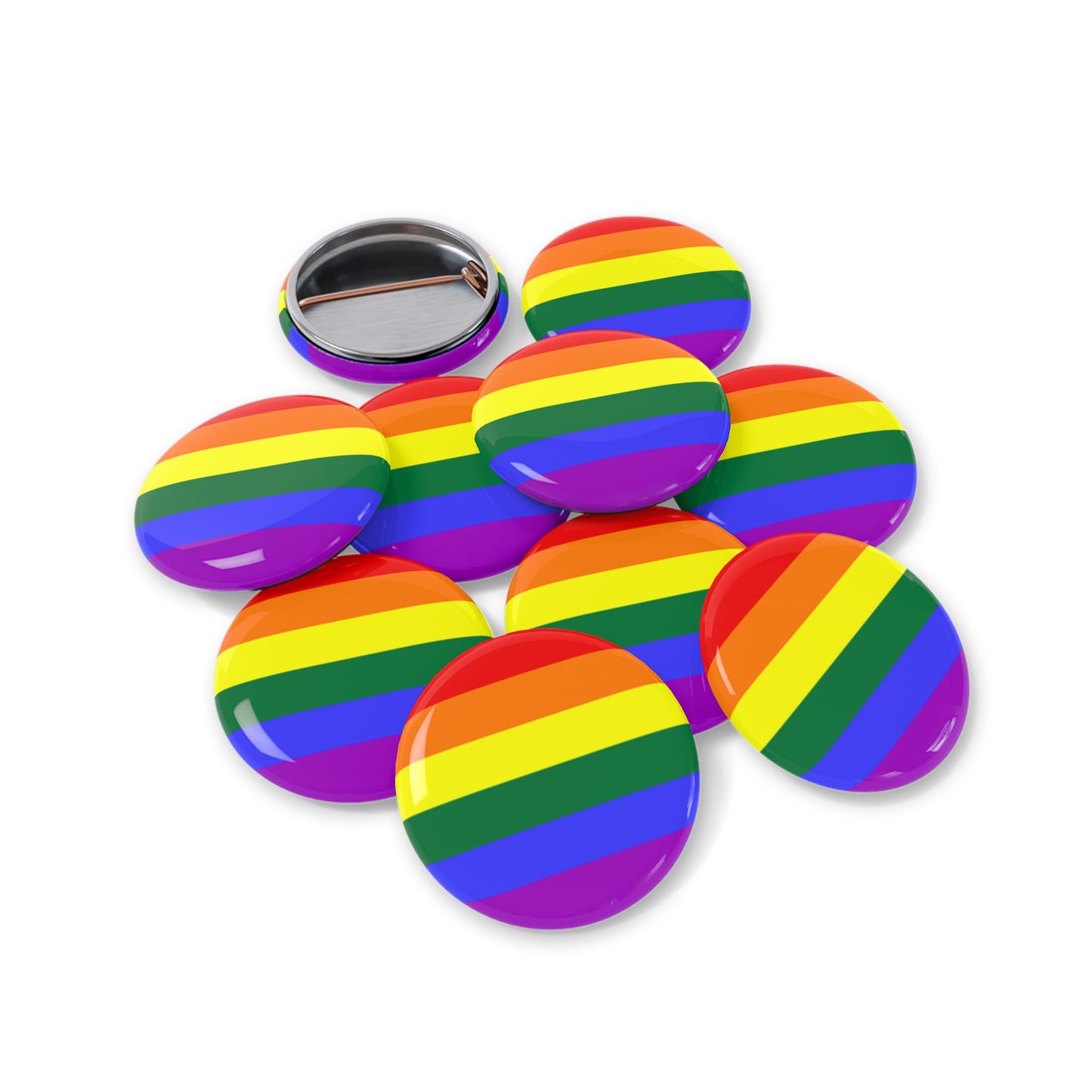 Rainbow Pride Flag Round Pins - Multiple Sizes