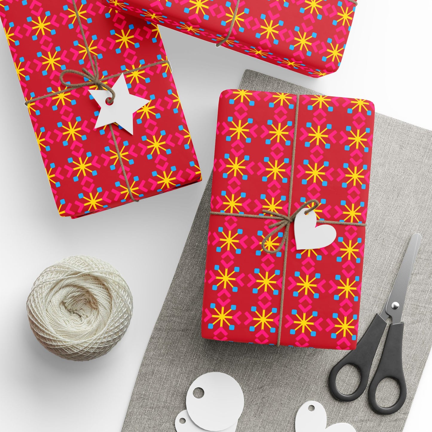 Pansexual Pride Flag Snowflake Wrapping Paper - Multiple Sizes/Finishes