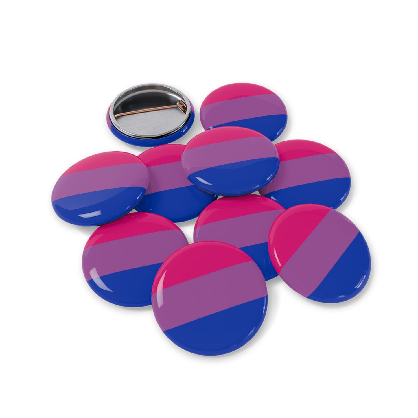 Bisexual Pride Flag Round Pins - Multiple Sizes