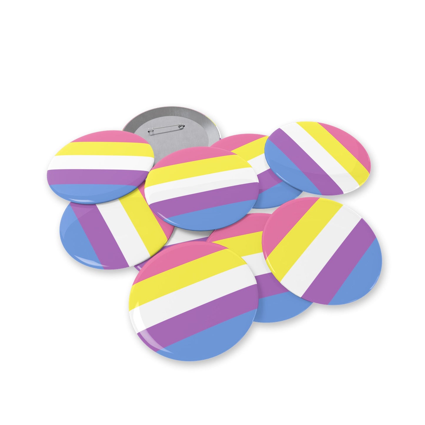 Bigender Pride Flag Round Pins - Multiple Sizes