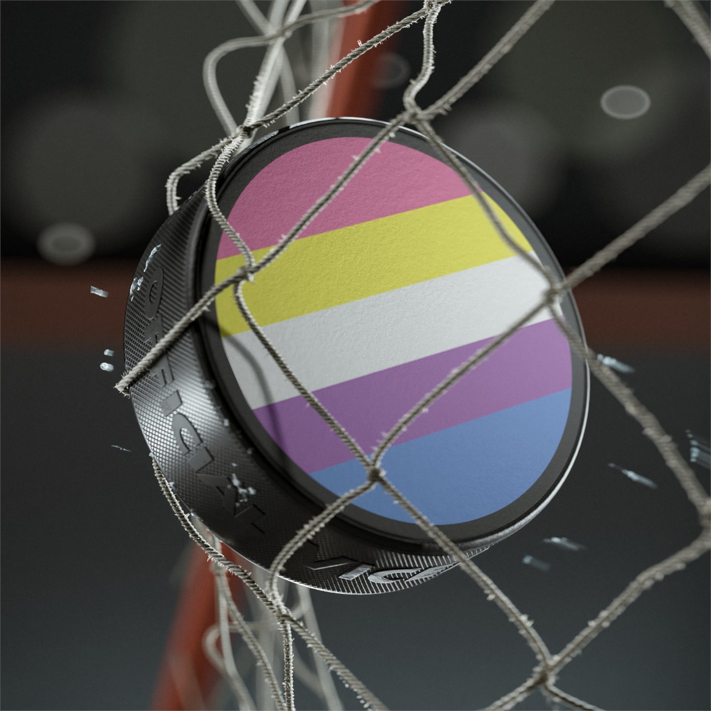 Bigender Pride Flag Hockey Puck