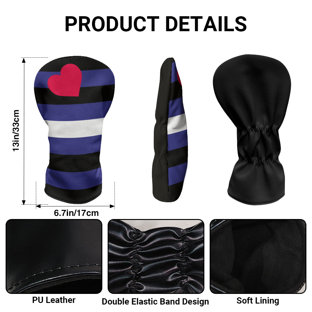 Leather Pride Flag Golf Clubs Head Cover - 33 x 17 cm