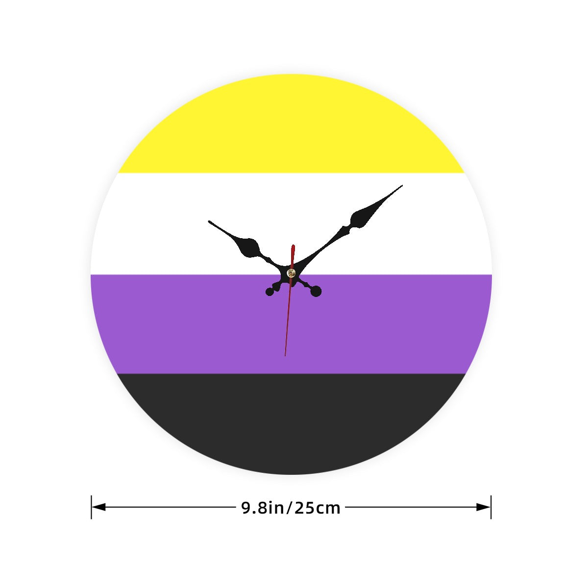 Non-Binary Pride Flag Wooden Wall Clock