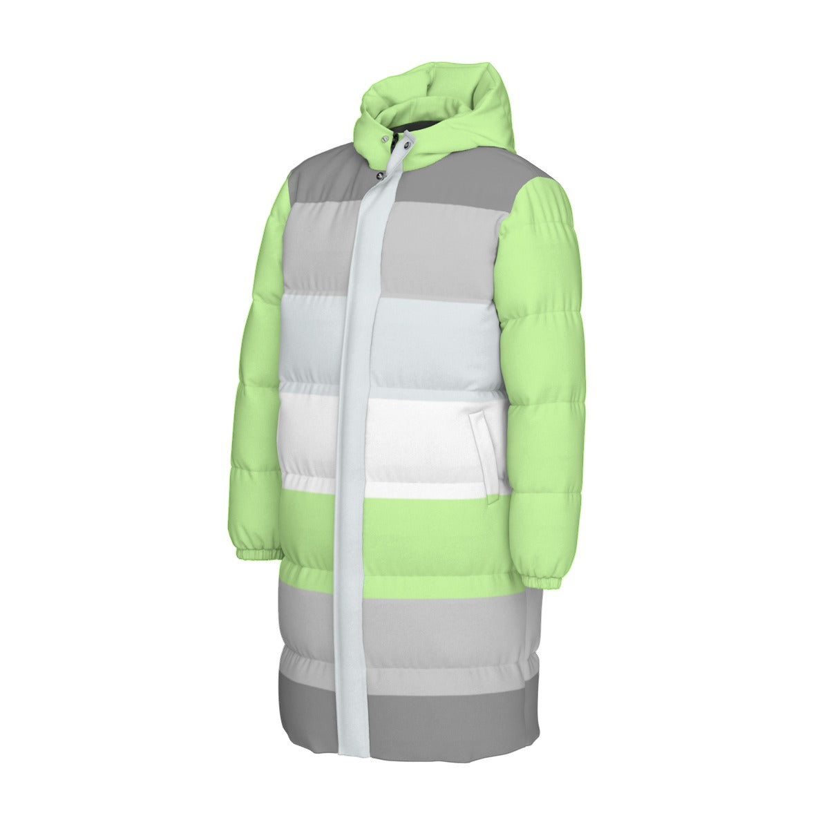 Demiagender Pride Flag All-Over Print Unisex Long Down Jacket