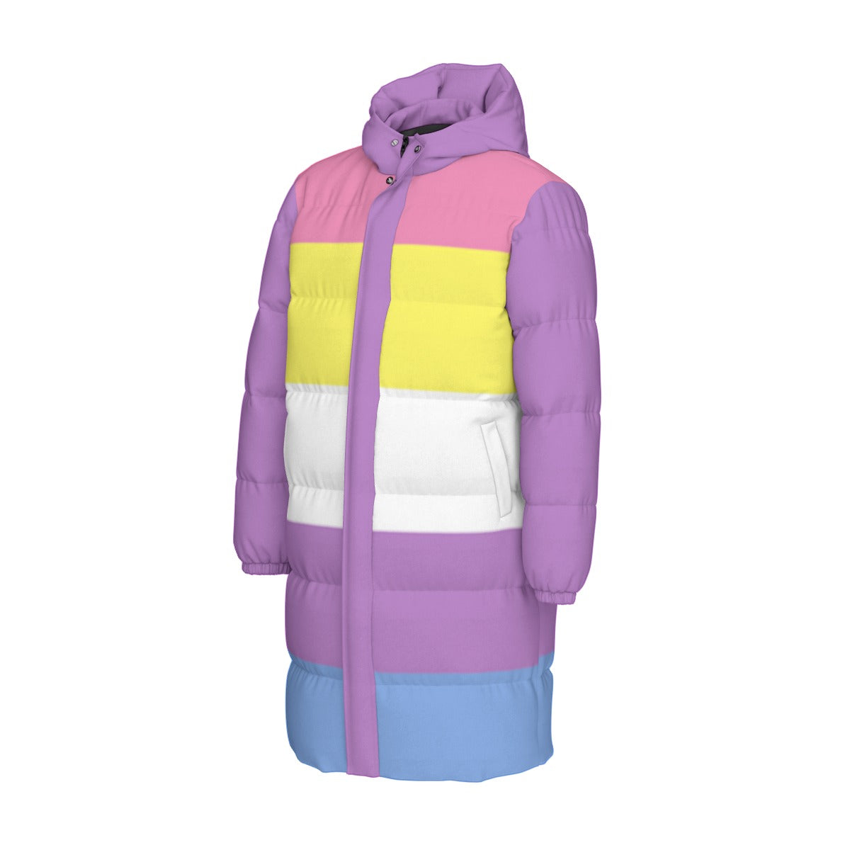 Bigender Pride Flag All-Over Print Unisex Long Down Jacket