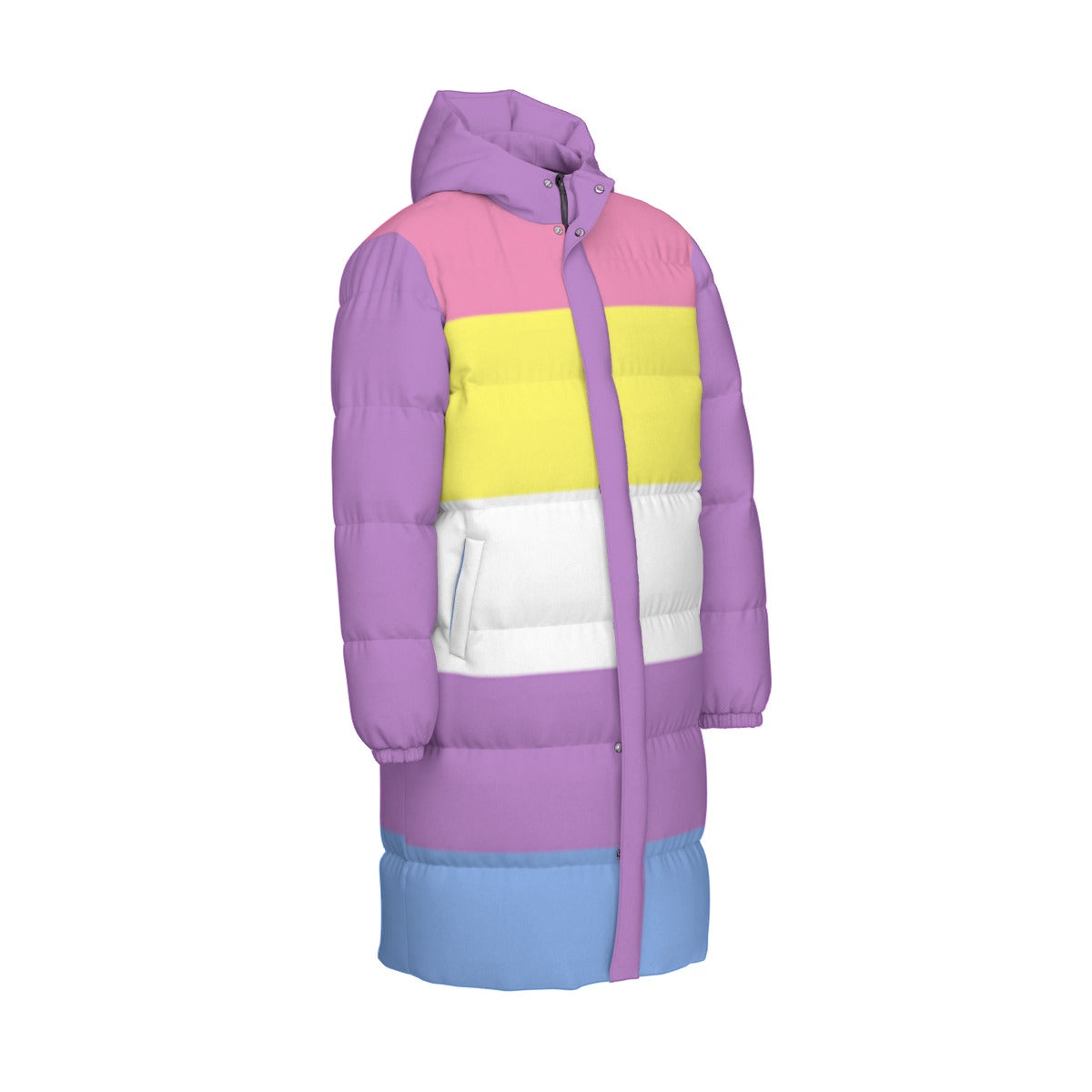 Bigender Pride Flag All-Over Print Unisex Long Down Jacket