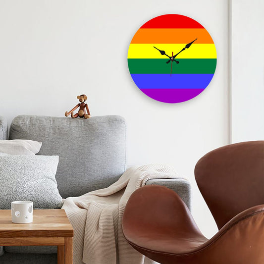 Rainbow Pride Flag Wooden Wall Clock