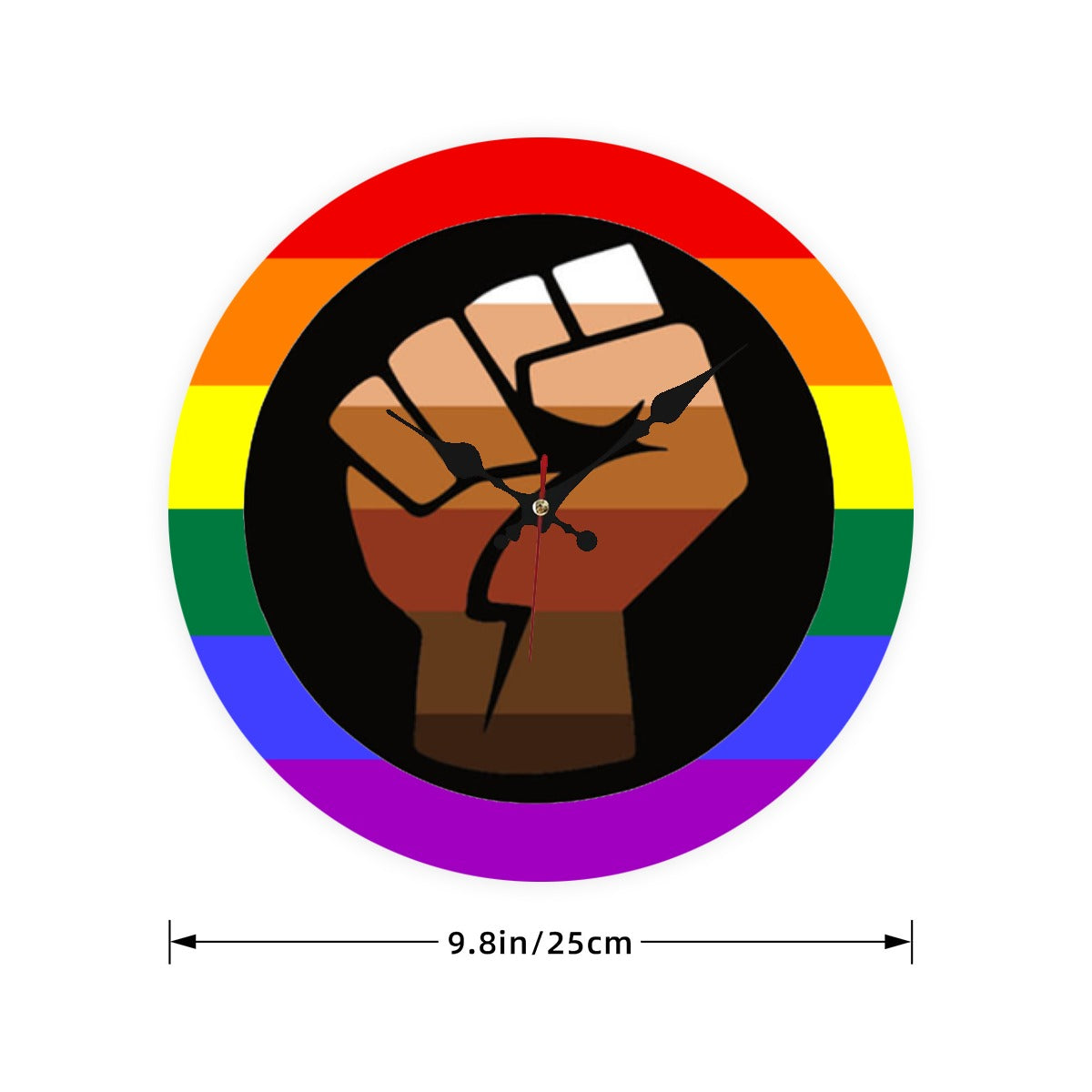 QPOC Pride Flag Wooden Wall Clock