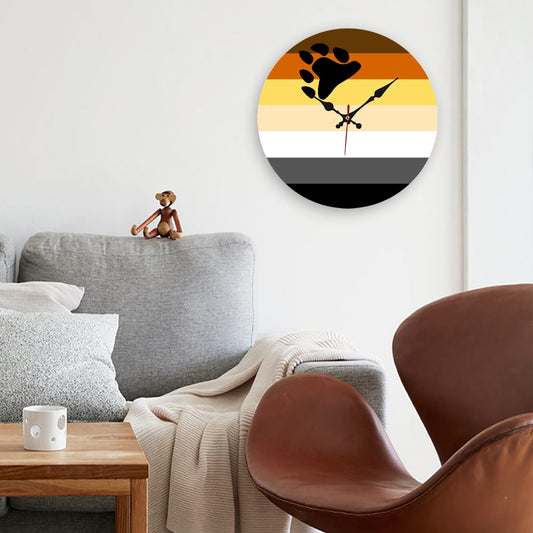 Bear Pride Flag Wooden Wall Clock