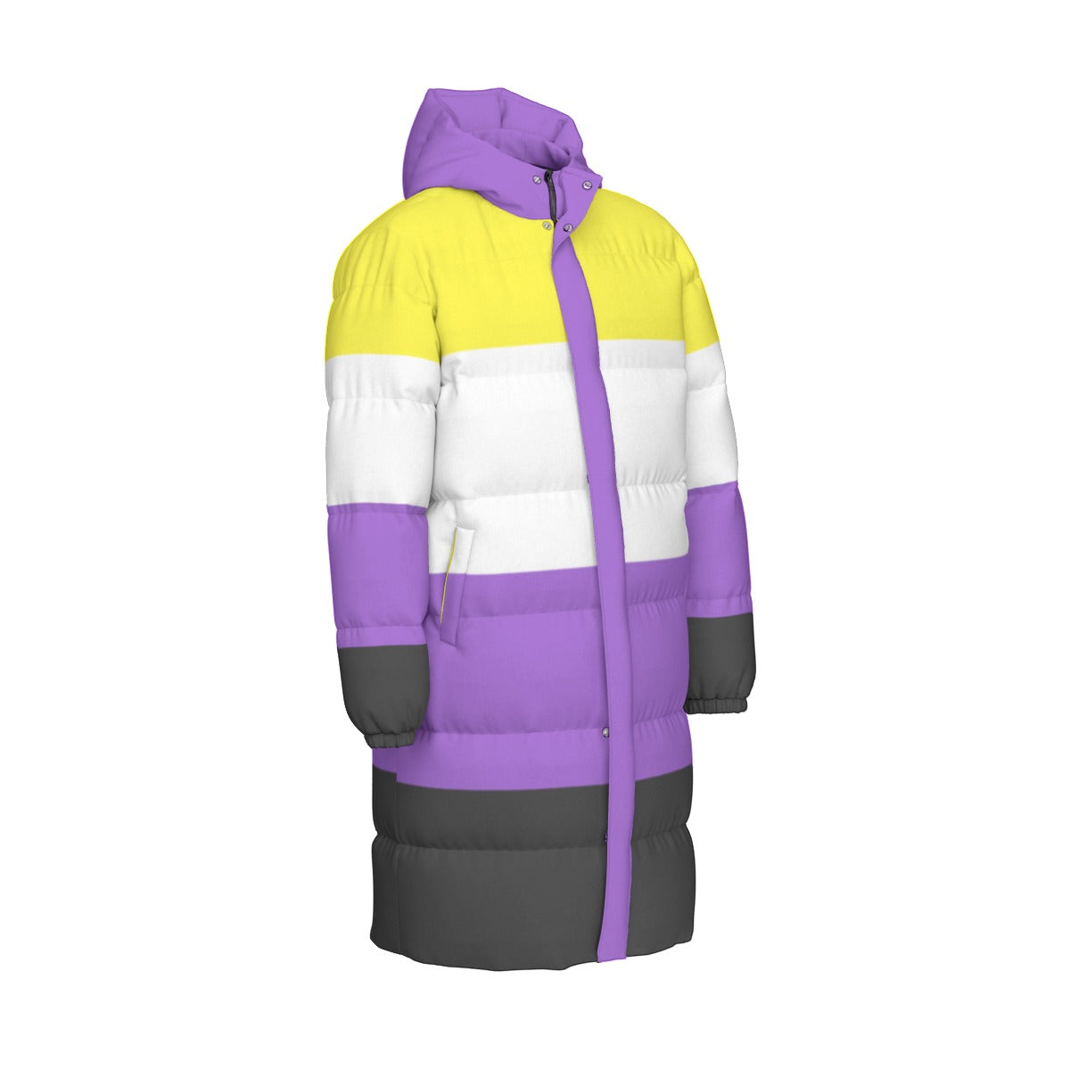 Non-Binary Pride Flag All-Over Print All Genders Long Down Jacket