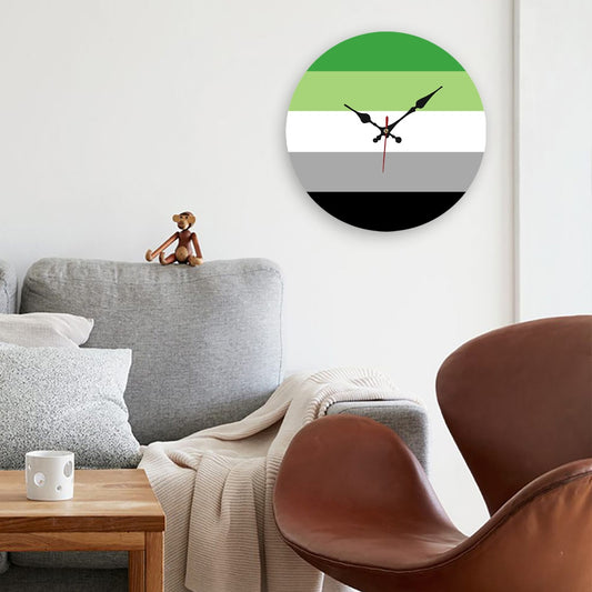 Aromantic Pride Flag Wooden Wall Clock