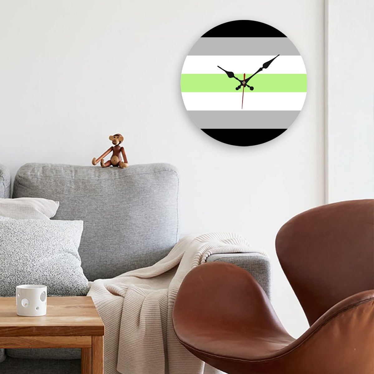Agender Pride Flag Wooden Wall Clock
