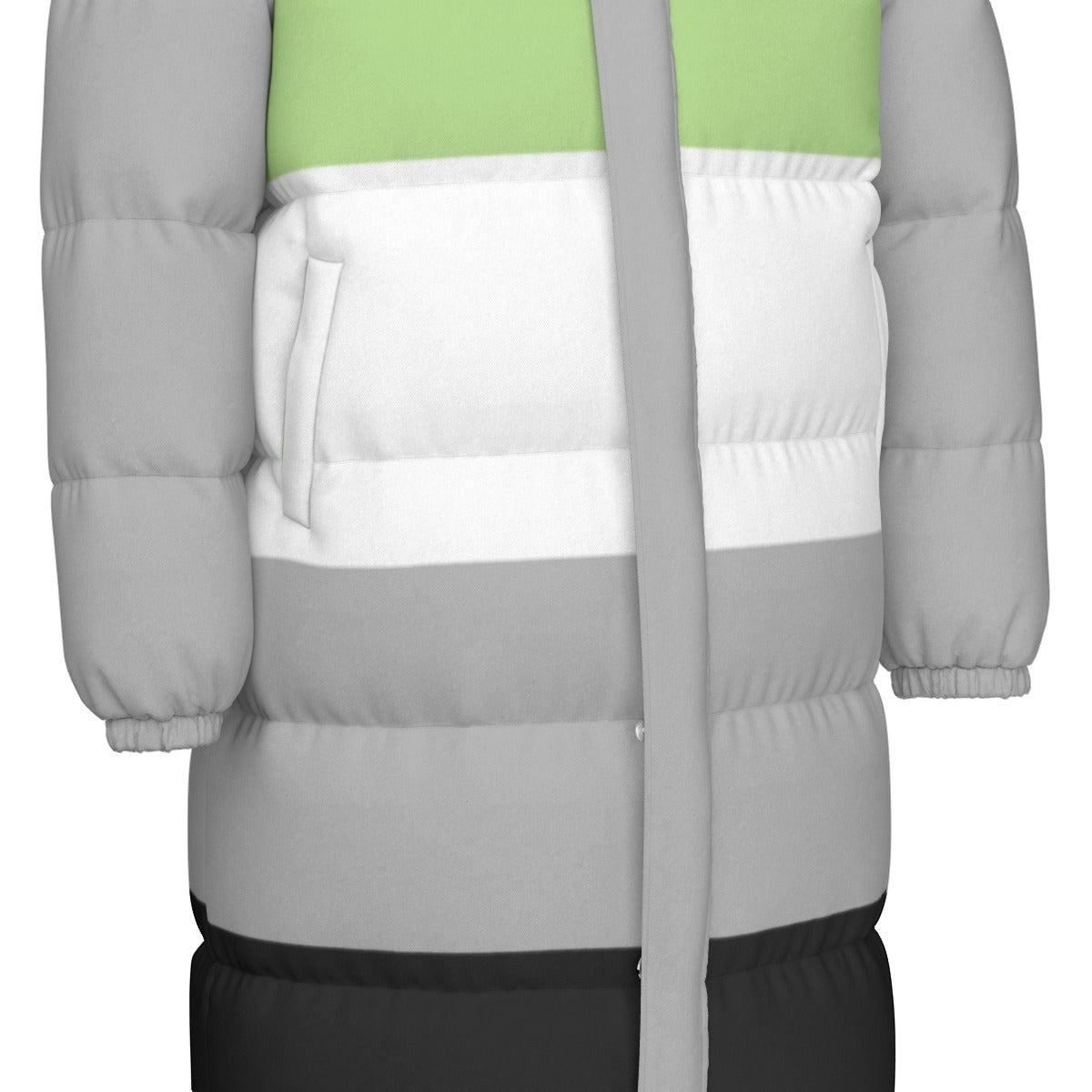 Aromantic Pride Flag All-Over Print All Genders Long Down Jacket