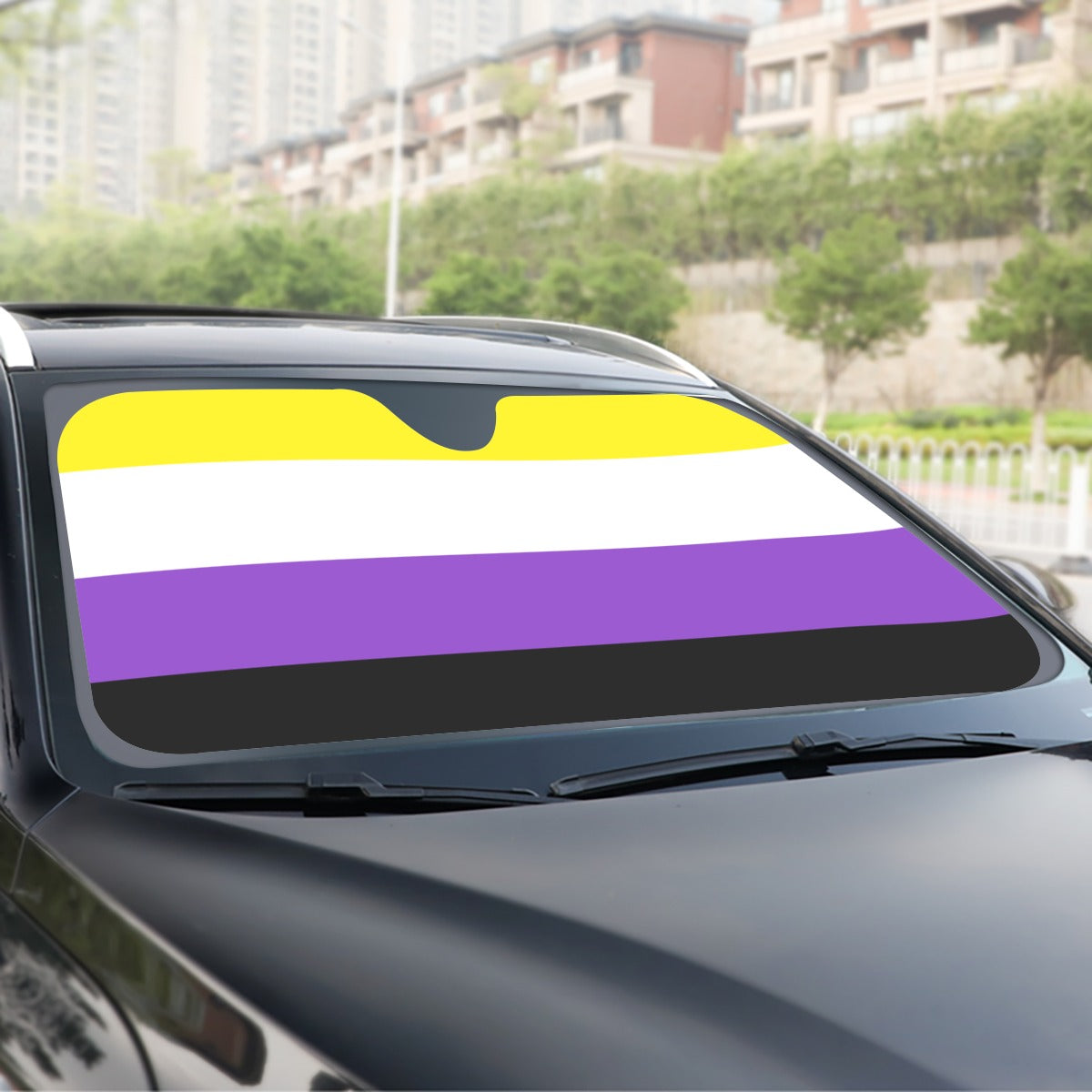 Non-Binary Pride Flag Windshield Sunshade | 145 cm (57.1")