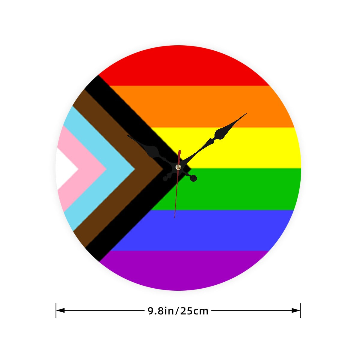 Progress Pride Flag Wooden Wall Clock