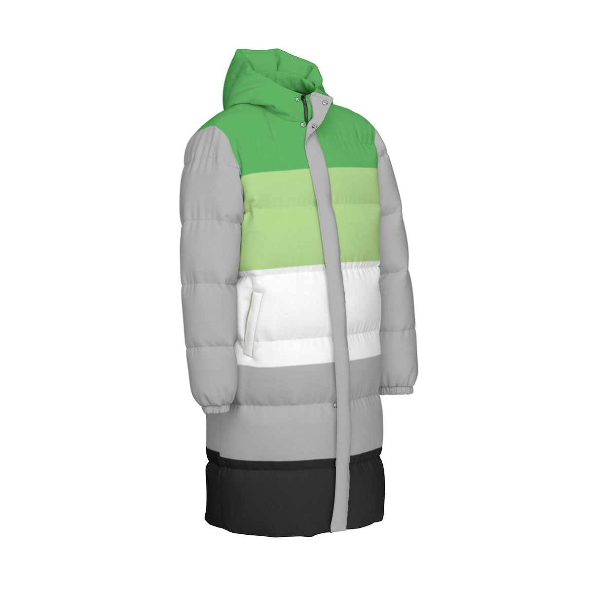 Aromantic Pride Flag All-Over Print All Genders Long Down Jacket